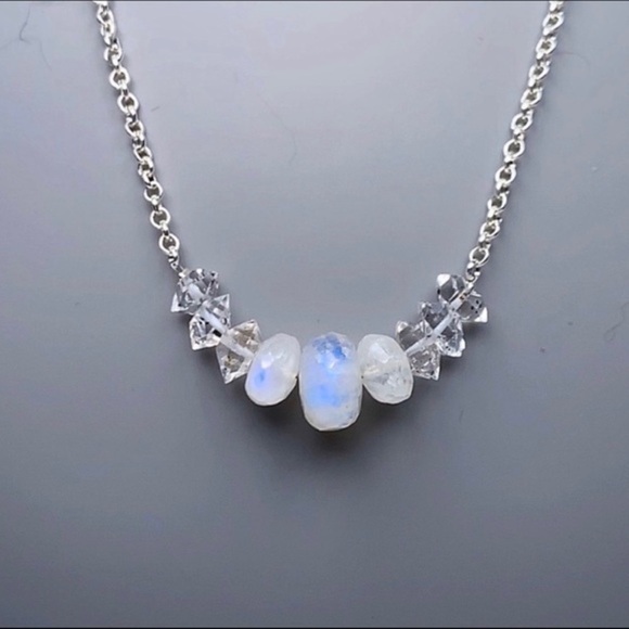 Hand Made Moonstone Diamond Necklace - Picture 4 of 4